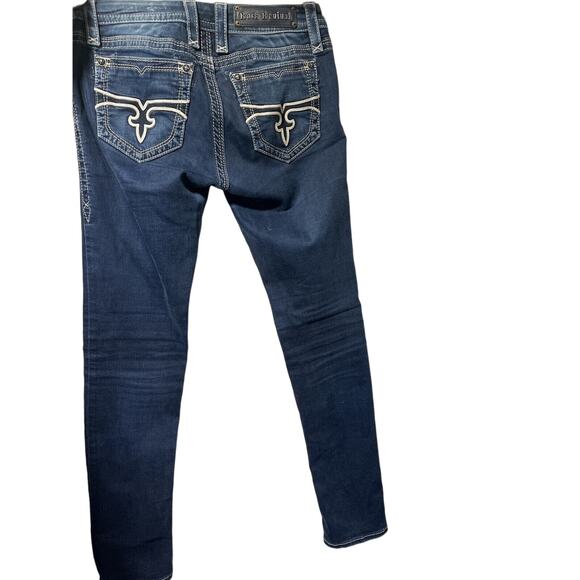 Rock Revival Pearl Skinny Jeans Embellished Pockets Dark Wash Denim 28‎ - Picture 2 of 6
